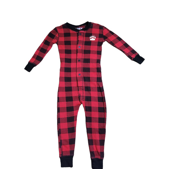 Lazy One Alaska Kids Unisex Red Plaid Bear Cheeks FlapJack Size 2T - Picture 3 of 7